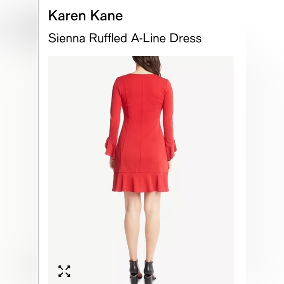 A-line Red Ruffle Dress - Picture 2 of 6